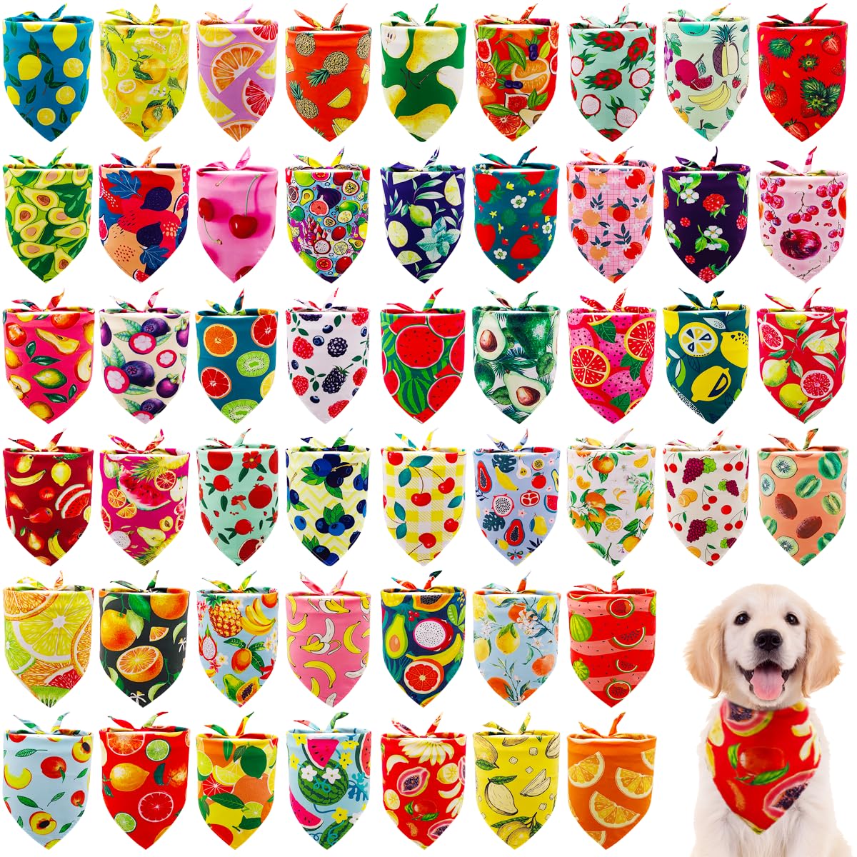 JpGdn panuelo fruta limon para perros, estilo fresco para paseos.