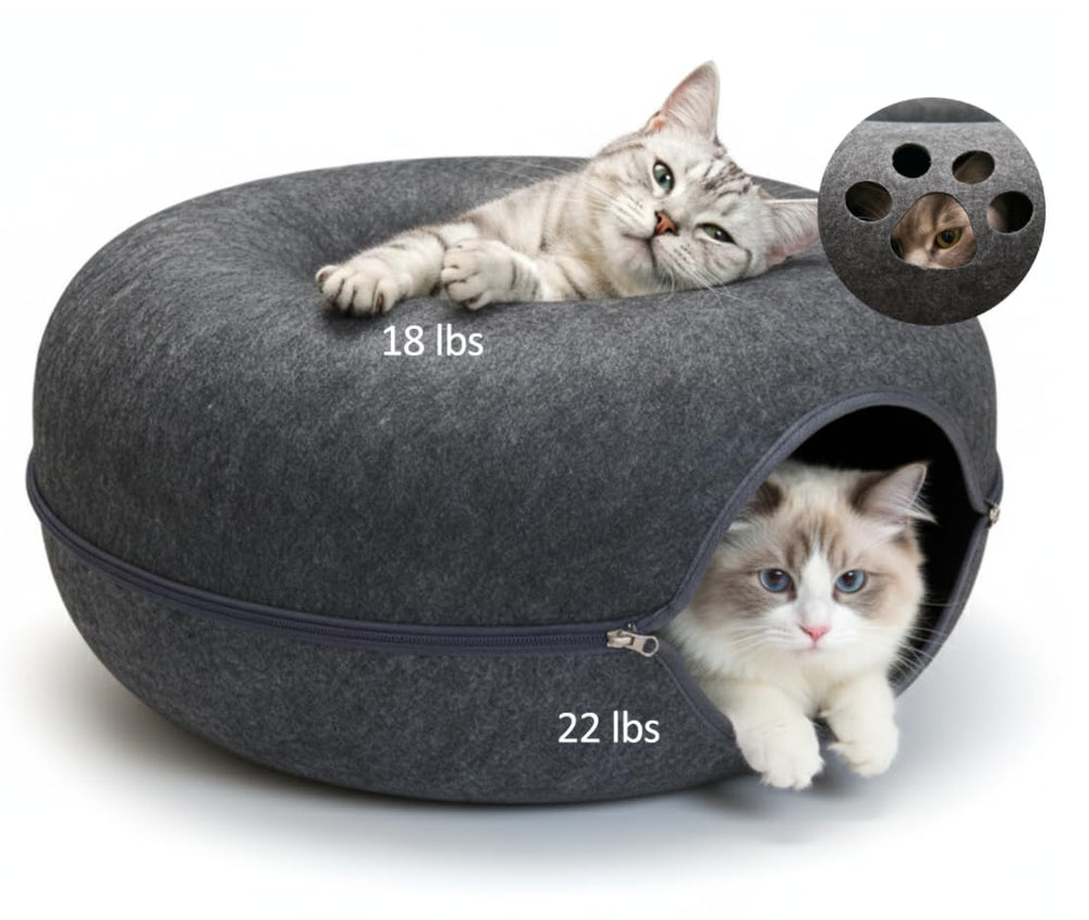 JUDERWOO cama-donut para gato en tunel superior ofrece descanso cómodo