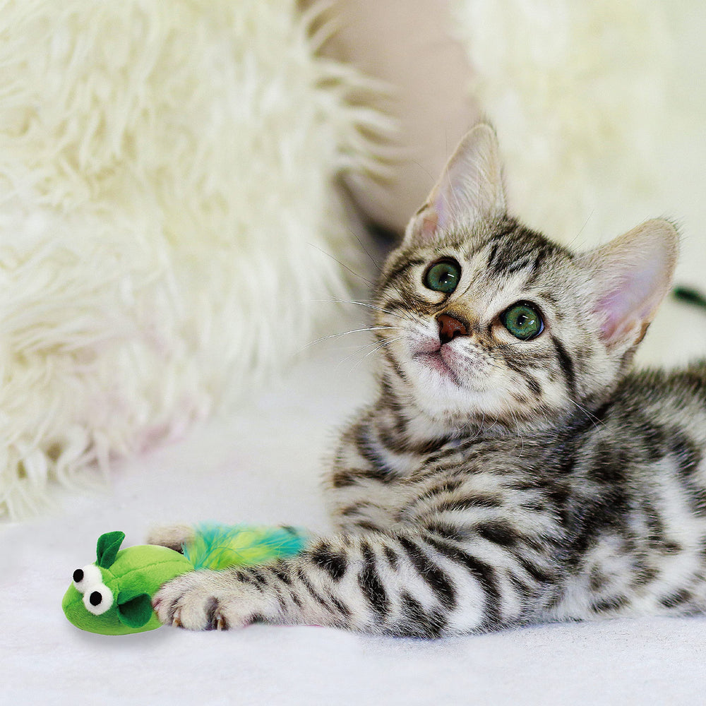Jumpaws entretenimiento diario para gatos, colores vivos y forma atractiva.