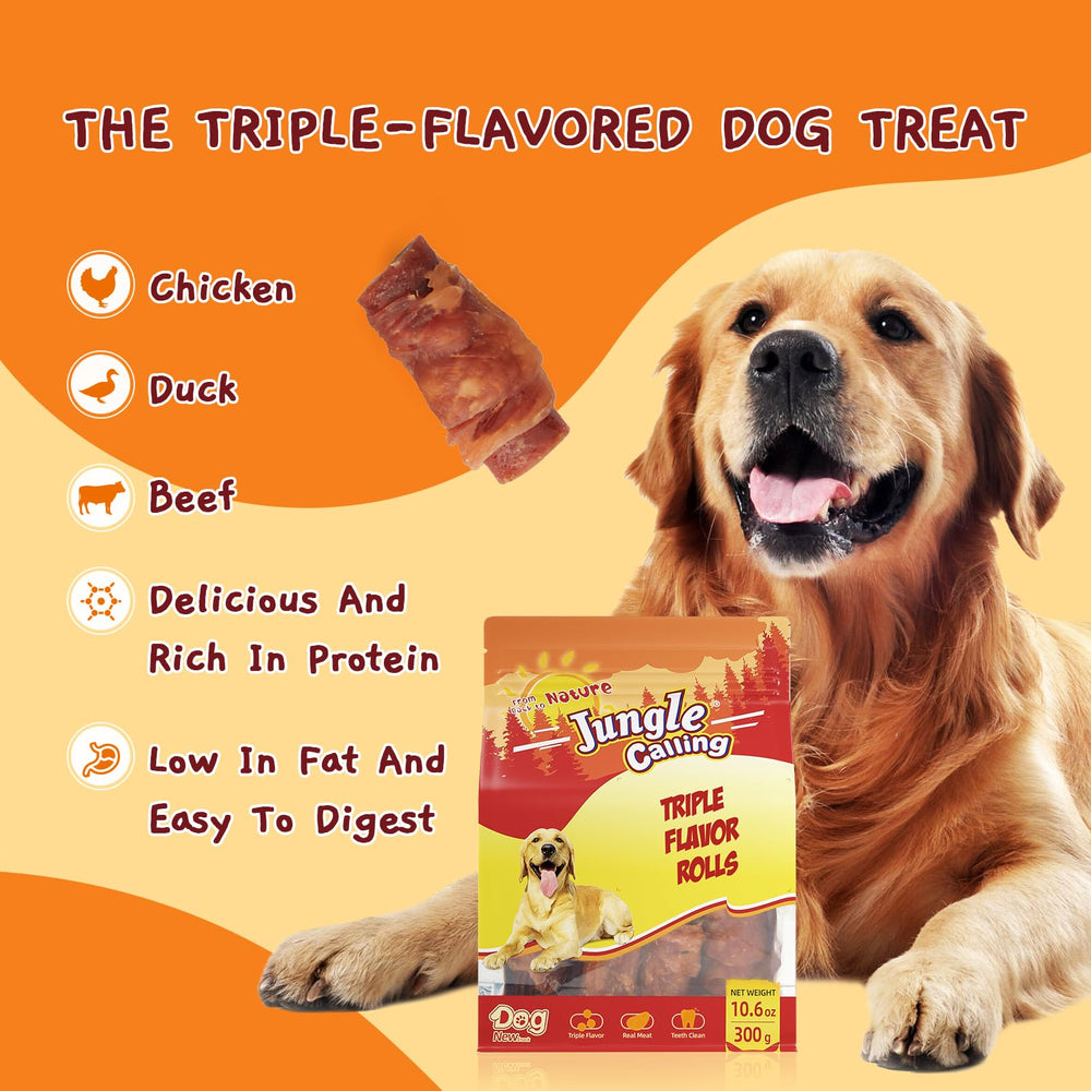 Open bag of Jungle Calling 10.6 oz treats for daily use.