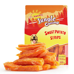 Jungle Calling batata dulce tiras para perros, snack de 10,6 onzas, ideal para entrenamiento.