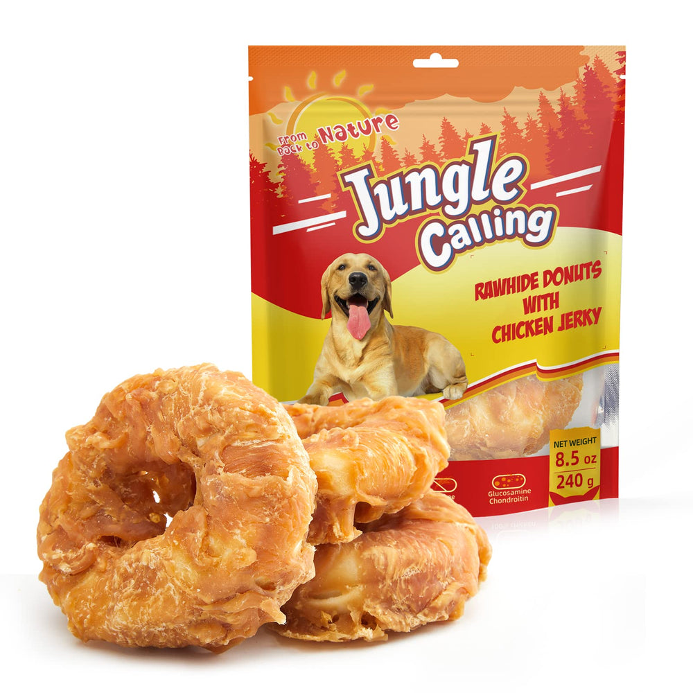 Jungle Calling donas de rawhide con envoltura de pollo para sabor intenso.