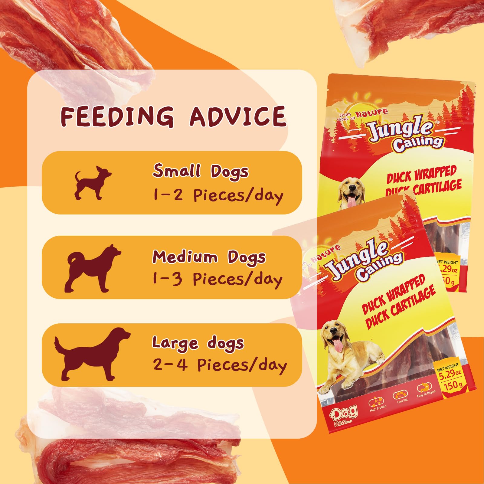 Jungle Calling Sin cuero crudo: snack sabroso y seguro para perros.
