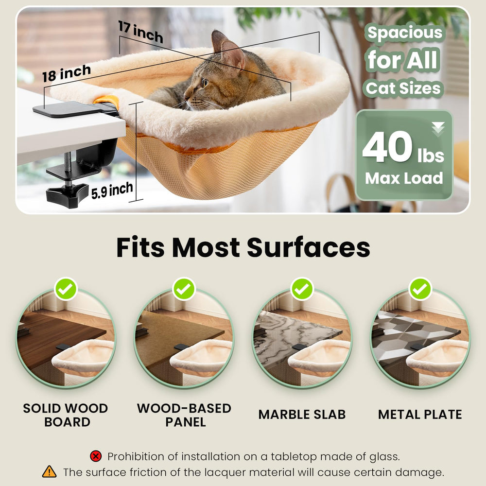 Cama JUNSPOW de escritorio con capacidad de hasta 18 kg para gatos grandes.