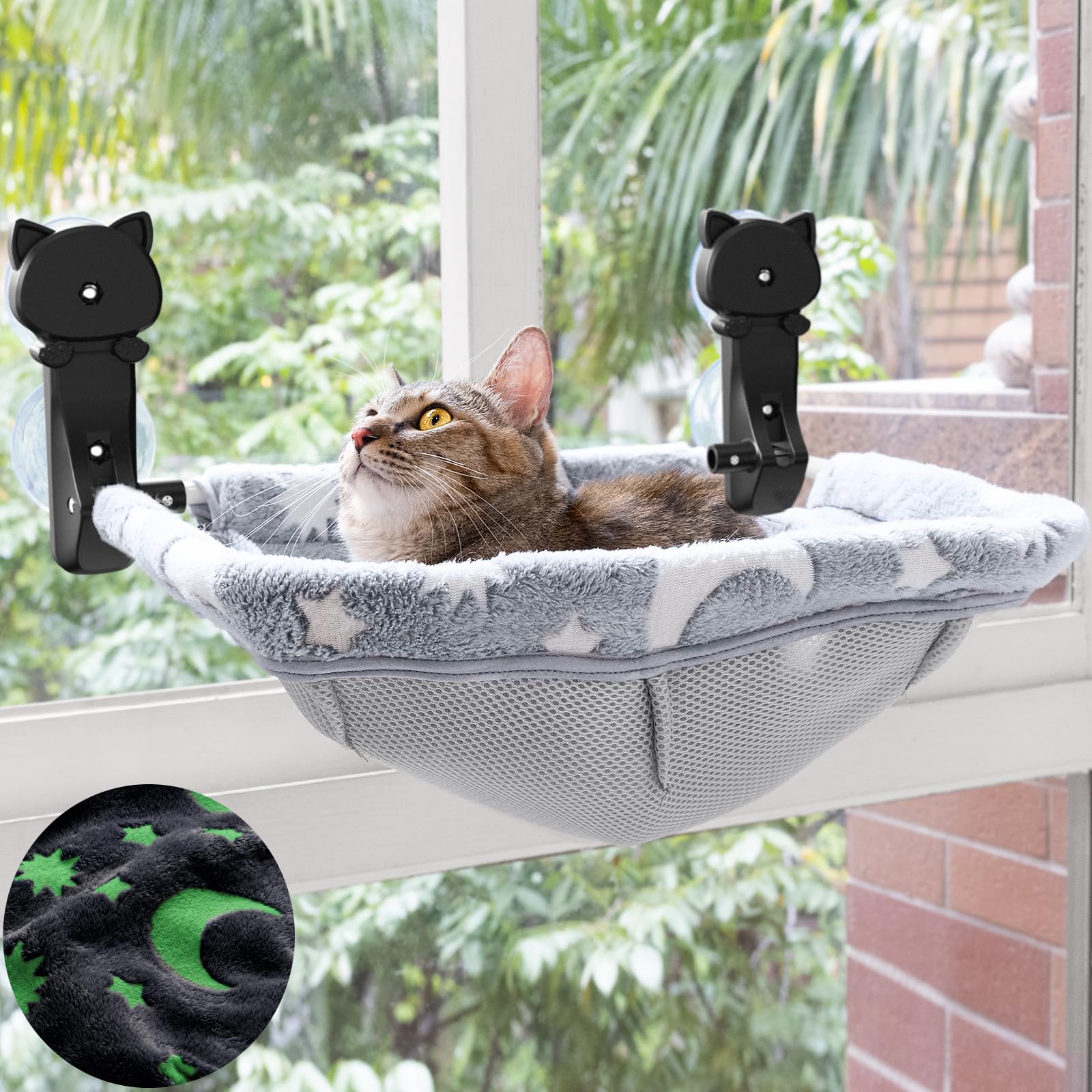 JUNSPOW hamaca de ventana para gatos, carga máxima de 40 libras, estable.