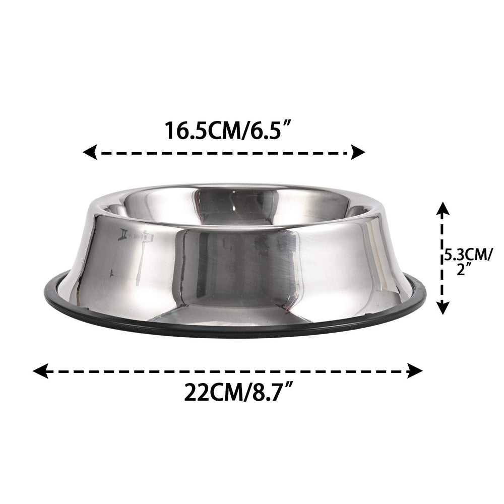 Juqiboom cuenco para perro de acero inoxidable, pulido y estable para comidas diarias.