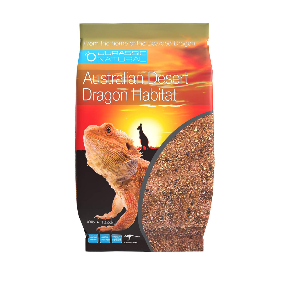JurassicNatural substrato desértico para dragón, ideal para terrarios y realismo natural.