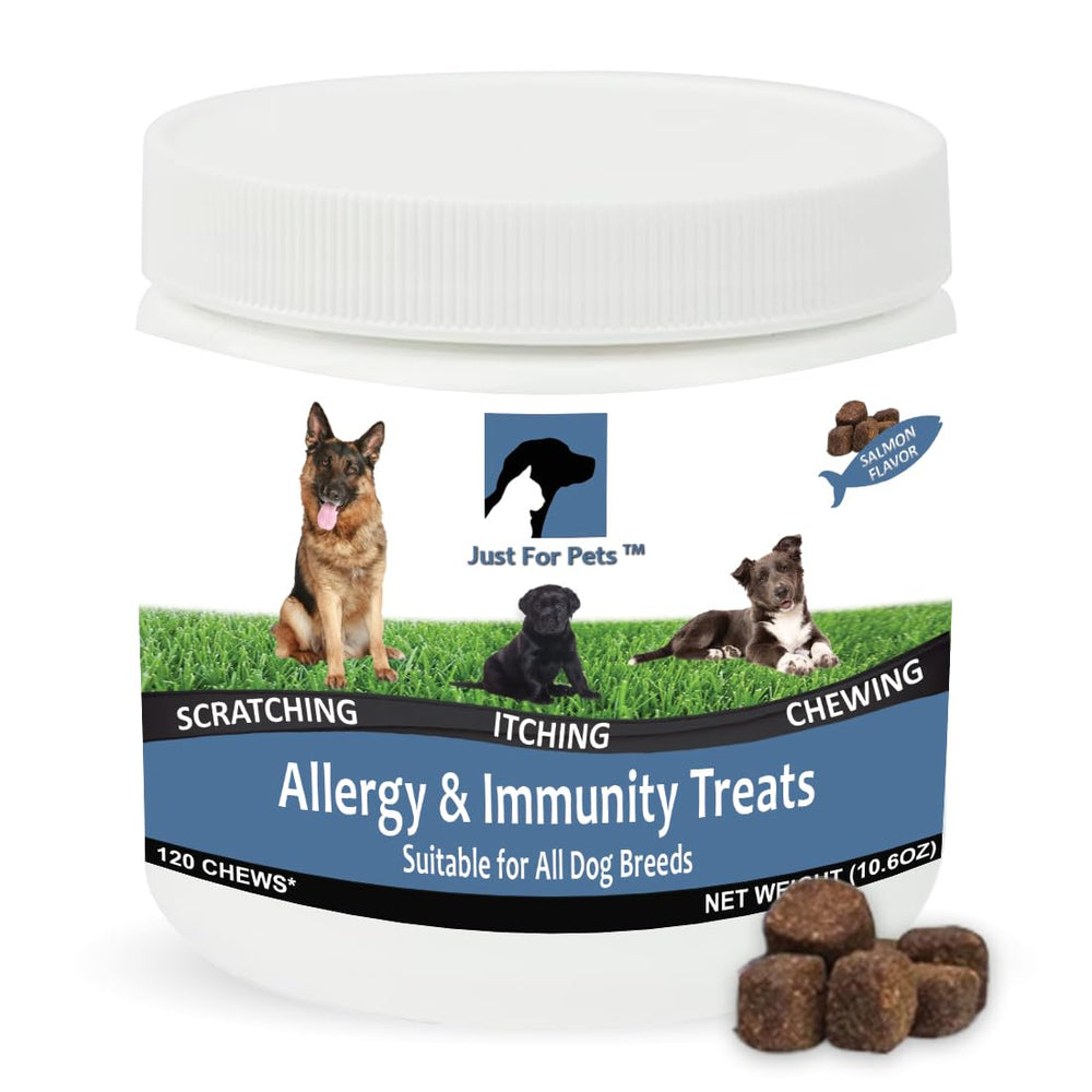 Just For Pets chuches alergia para perros, sabor salmón, apoyo a la piel.