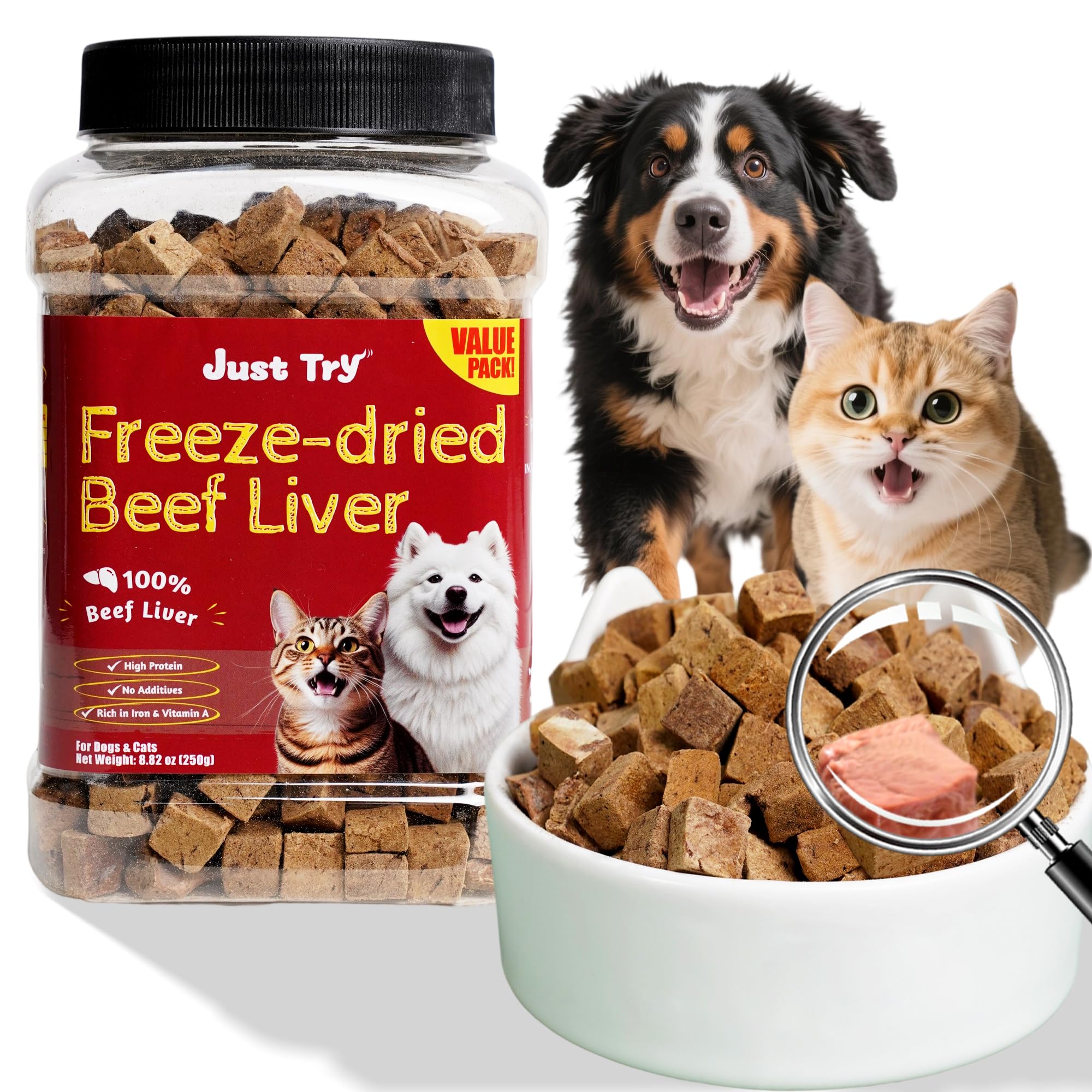 Just Try hígado de res liofilizado en trozos, snack proteico para entrenamiento
