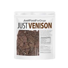JustFoodForDogs bocado de venado, único ingrediente para sensibilidades.