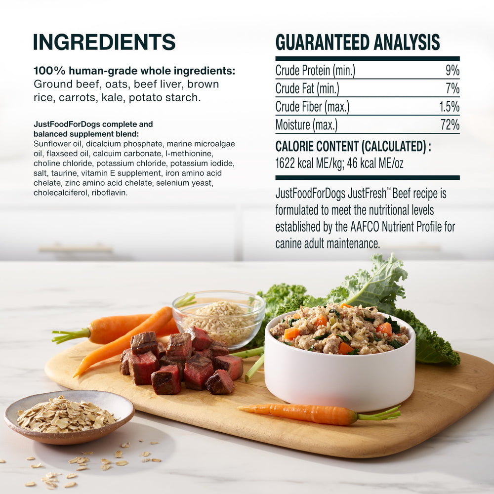 JustFoodForDogs JustFresh origen USA, ingredientes de calidad y seguridad alimentaria