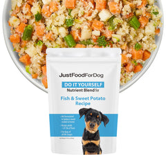 JustFoodForDogs Mezcla Nutriente: pescado y batata para comidas caseras nutritivas
