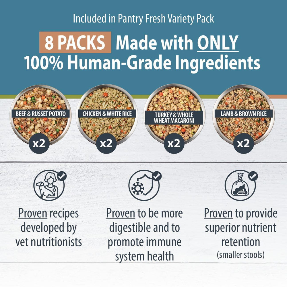 JustFoodForDogs Pantry Fresh porciones de res, digestión suave y sabor apetitoso.