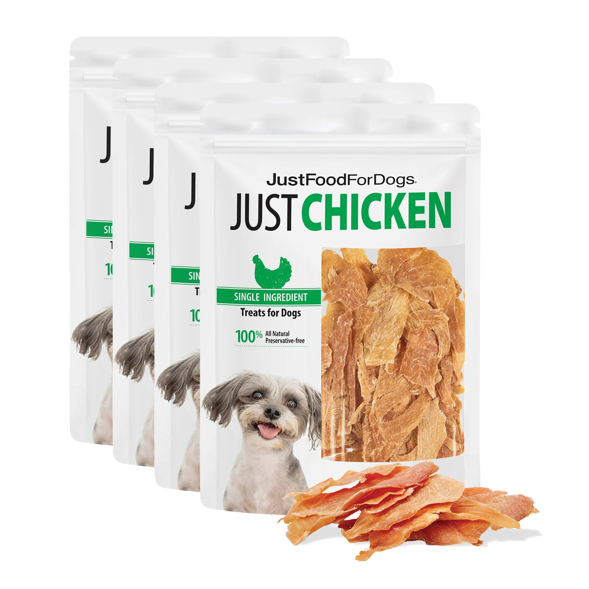 JustFoodForDogs snacks una ingrediente pollo pechuga, premio bajo en calorías para perros