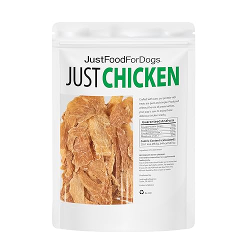 JustFoodForDogs trozos-pechuga-pollo-cocina-casera, preparados a mano para masticación natural y sabor