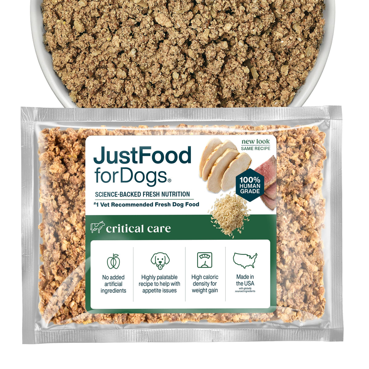 JustFoodForDogs Vet RX empaque fresco, garantía de calidad en cada porción para servicio práctico