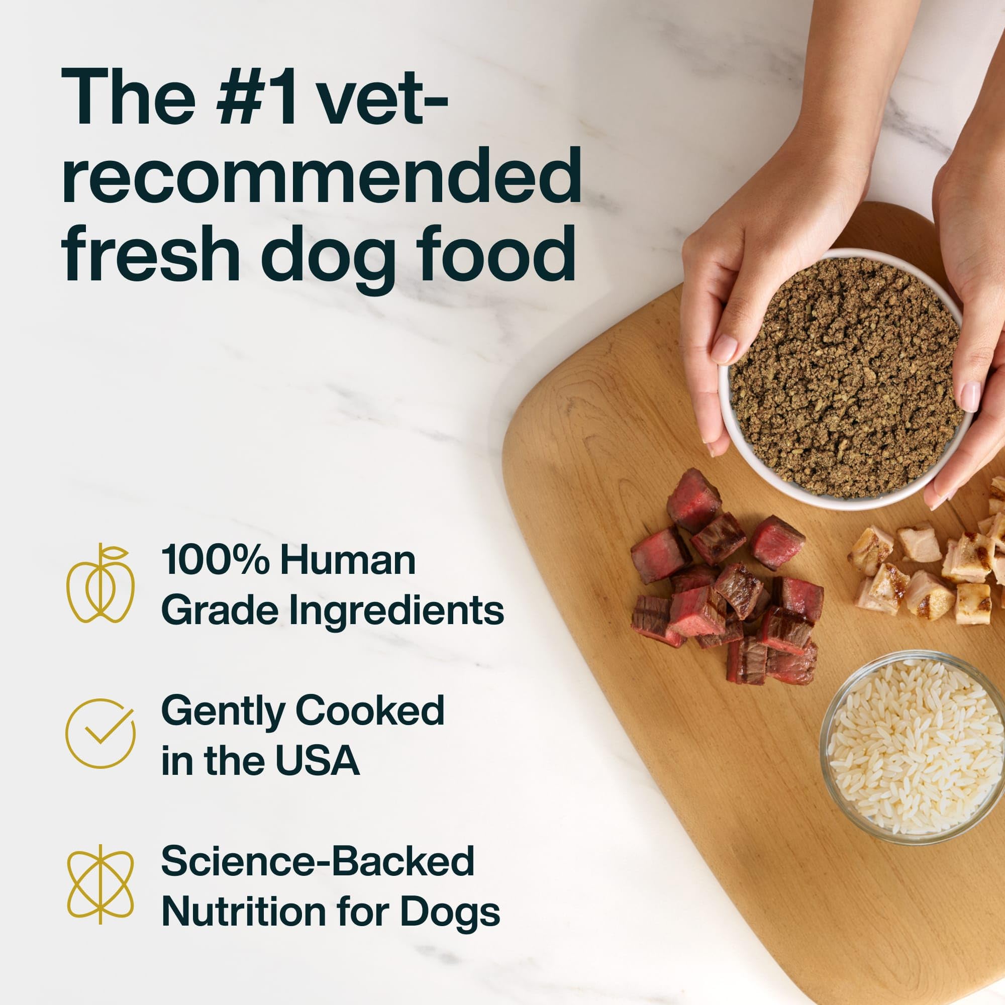 JustFoodForDogs Vet RX ingredientes humanos de alta calidad, nutrición confiable en cada comida