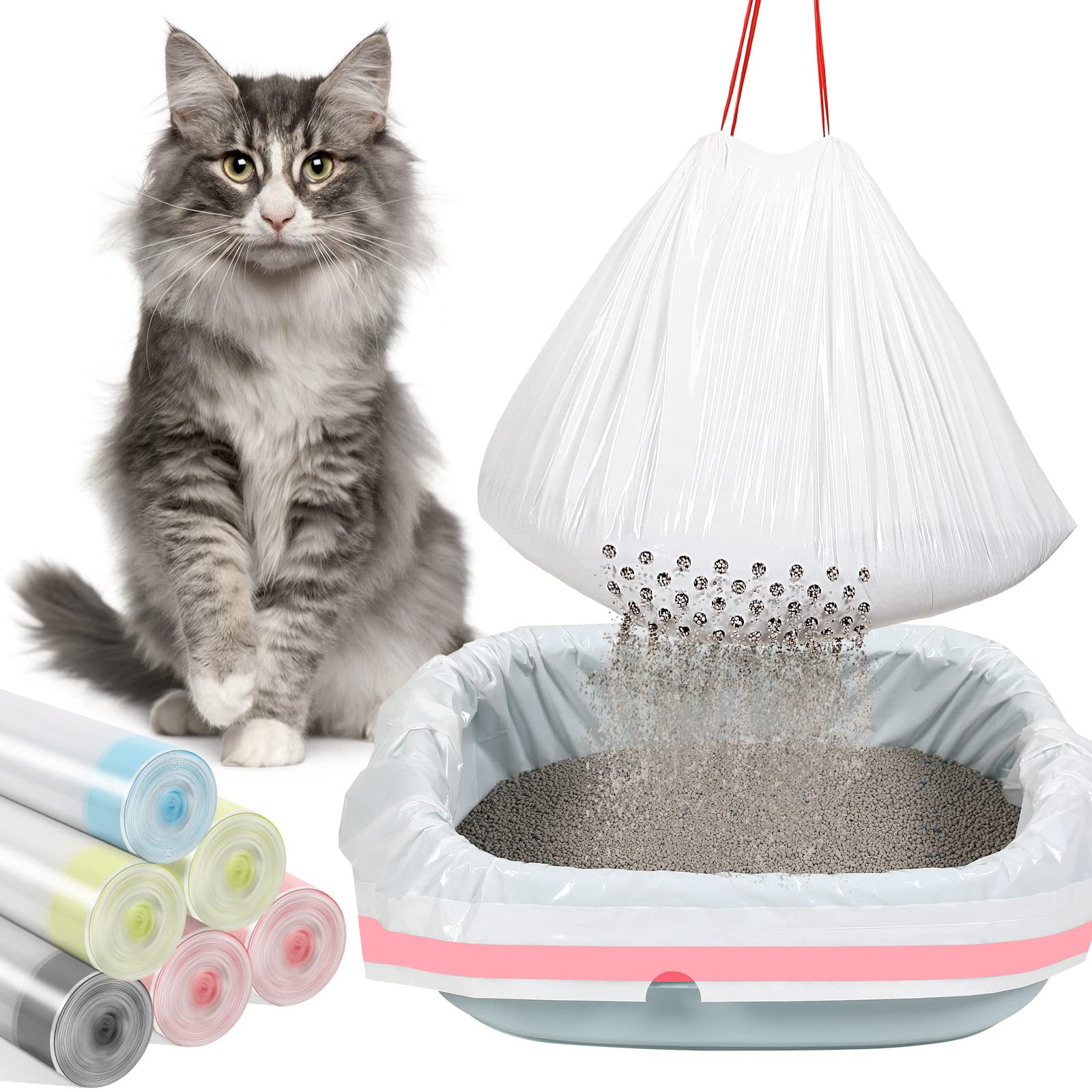 Bolsas Jutom para arenera de gato perforadas 36x18 para filtrar la arena sucia fácilmente.