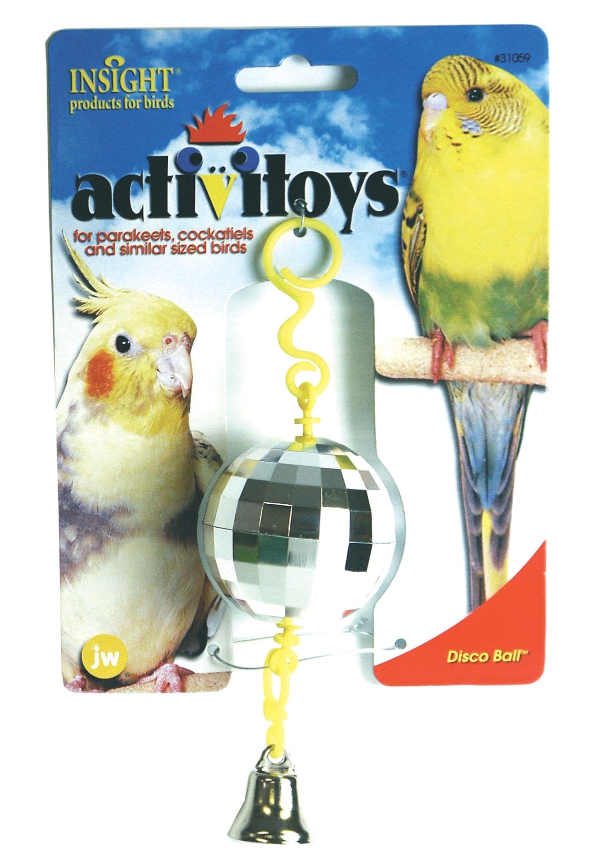 JW Activitoy Bola Discoteca - reflejos de luz para atraer al ave al juego y exploración.