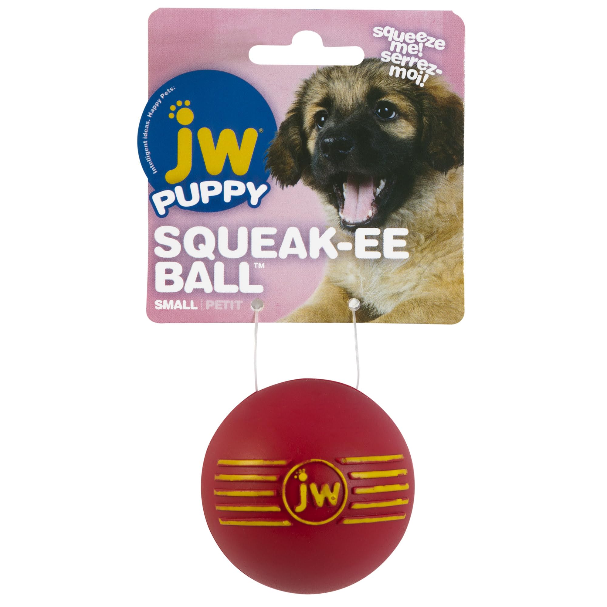 JW Pelota chirrido para cachorros, ideal para juegos de búsqueda y entretenimiento diario.