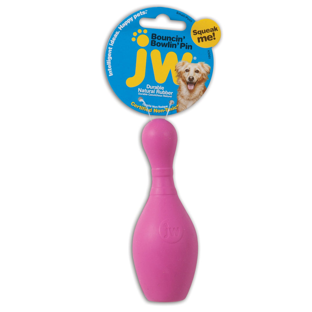 JW Pet Bouncin' Bowlin Pin, juguete en forma de boliche para perros grandes, ideal para morder y jugar.