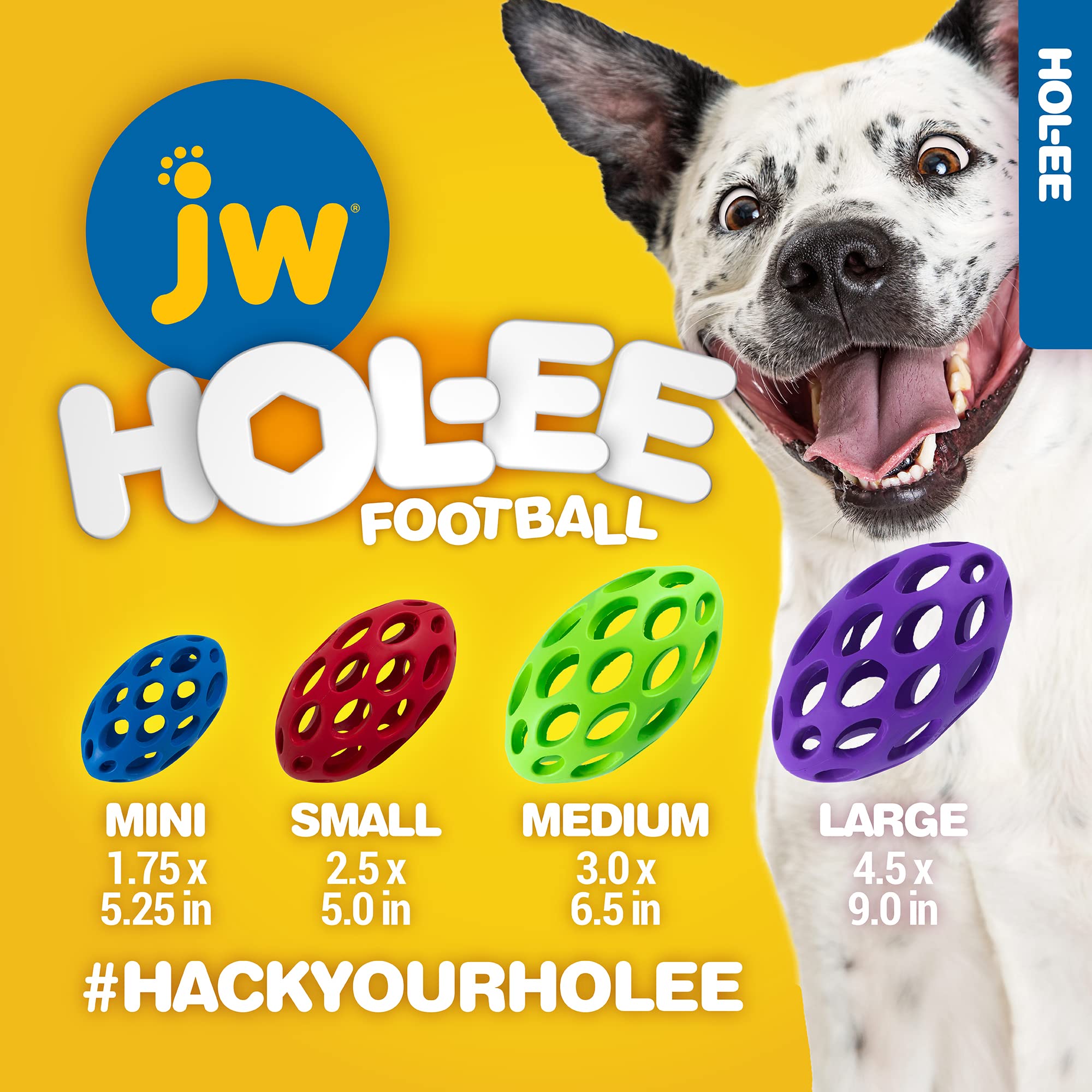 JW Pet Hol-ee Football para interiores y exteriores, rebote irregular para más diversión.