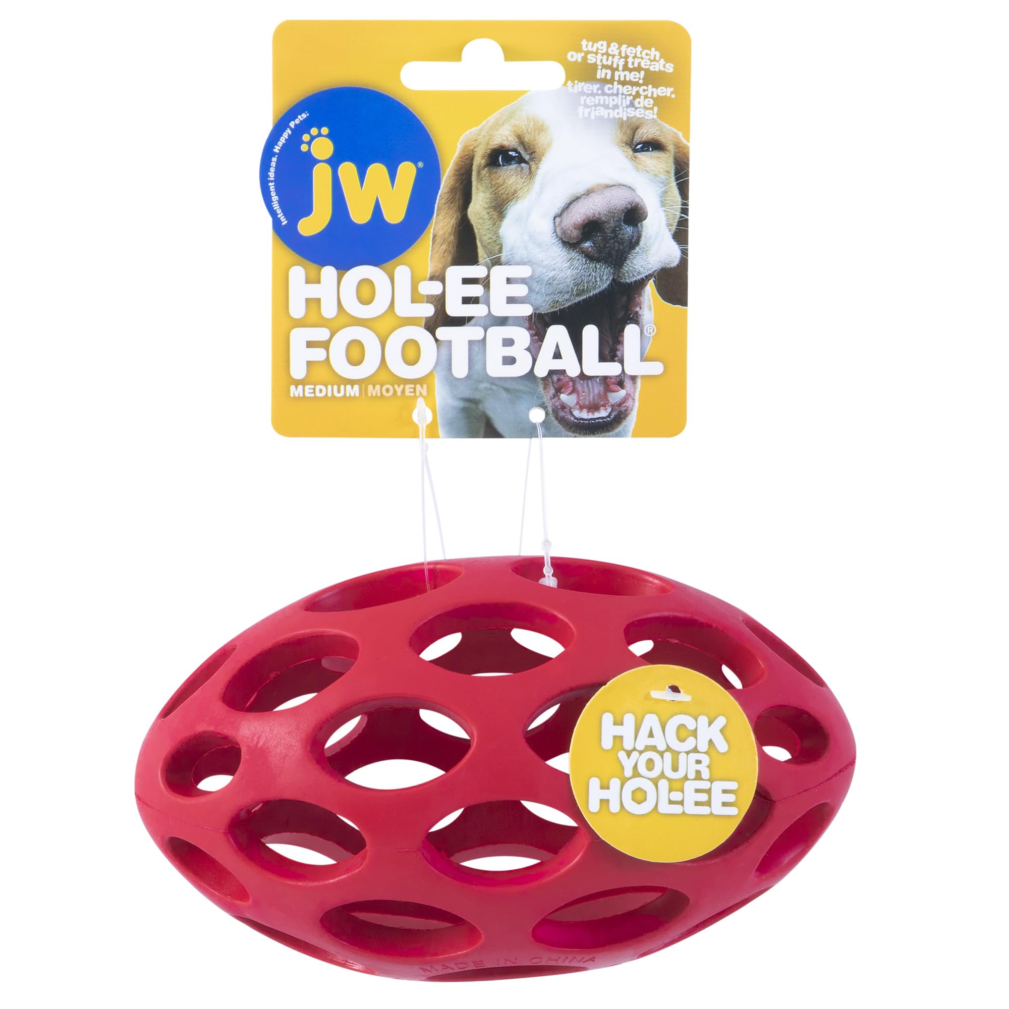 JW Pet Hol-ee Football: juguete puzzle para perros que estimula la mente durante el juego.
