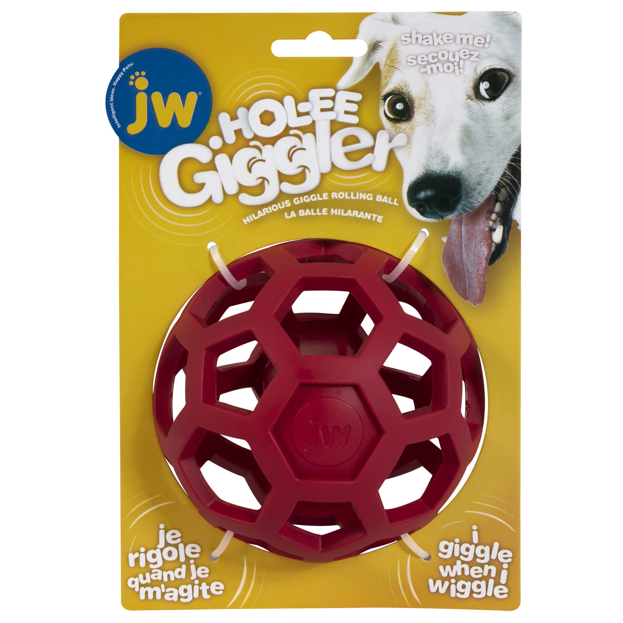 JW Pet Hol-ee Giggler: bola-puzzle roja para juego interactivo y estimulación mental