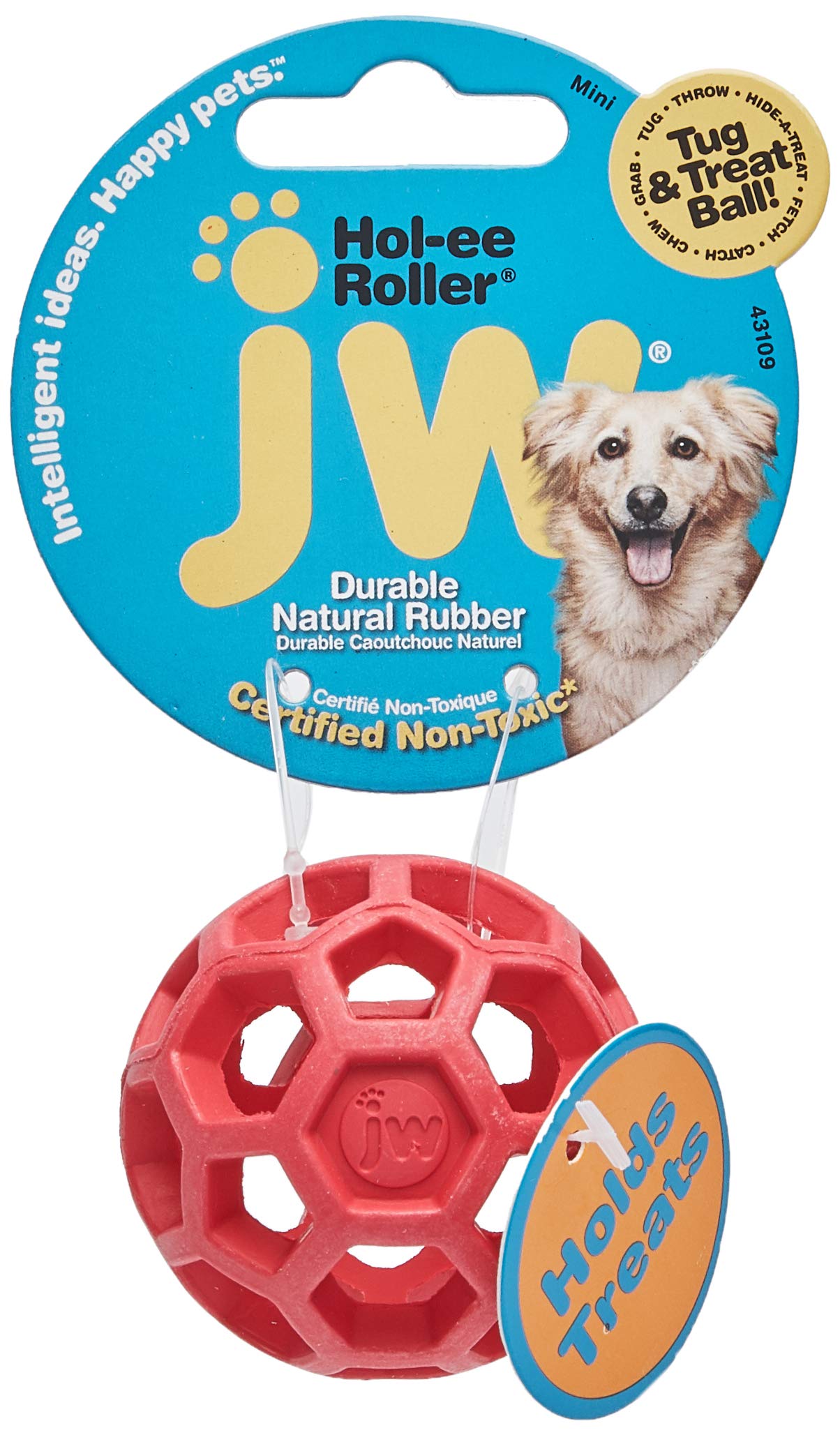 JW Pet Mini Hol-ee Roller: caucho natural duradero para masticar con seguridad.