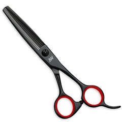 Tijeras JW XO con revestimiento titanio negro para durabilidad y aspecto profesional.