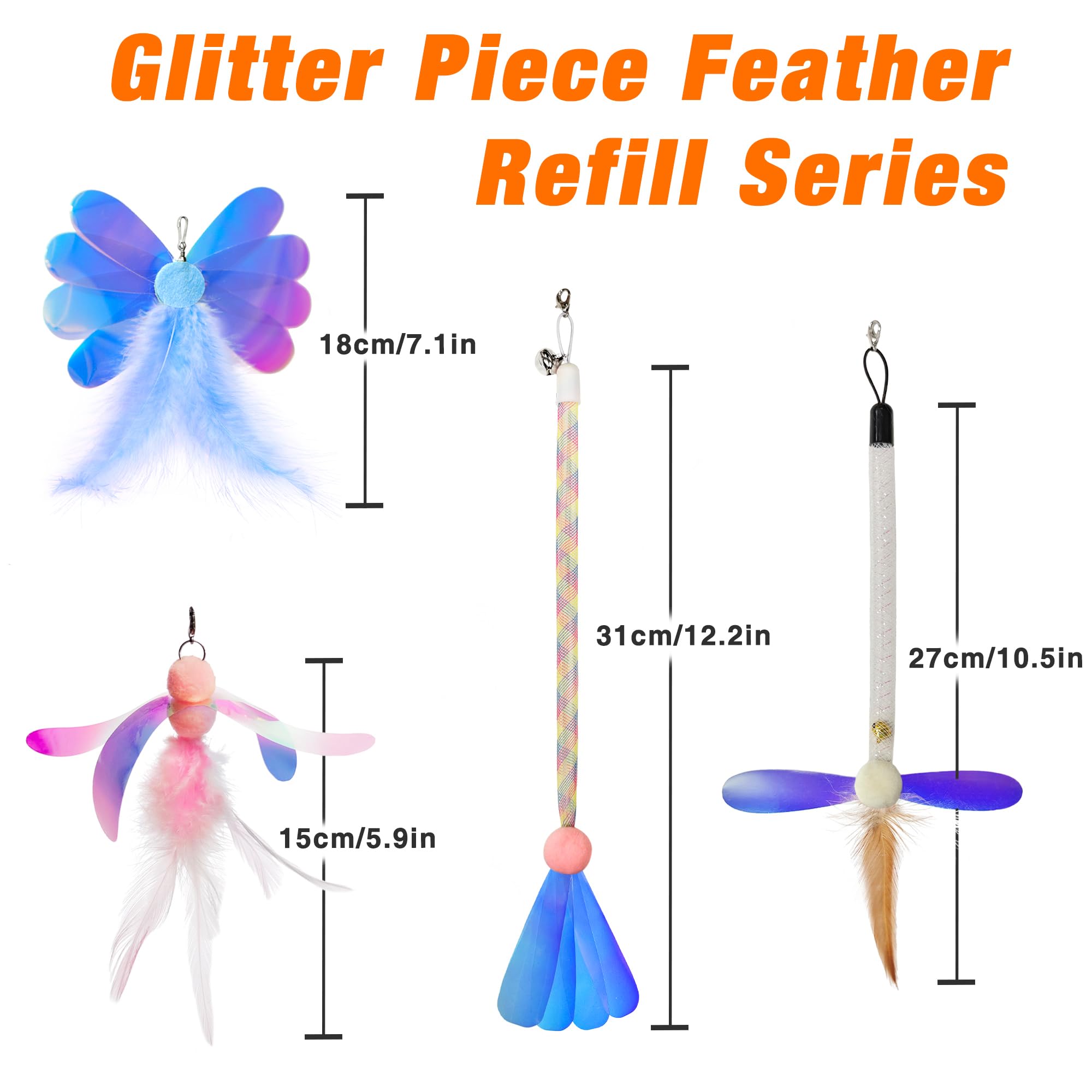 JXFUKAL rellenos de plumas para varita de gato, ideal para enriquecer el juego diario.