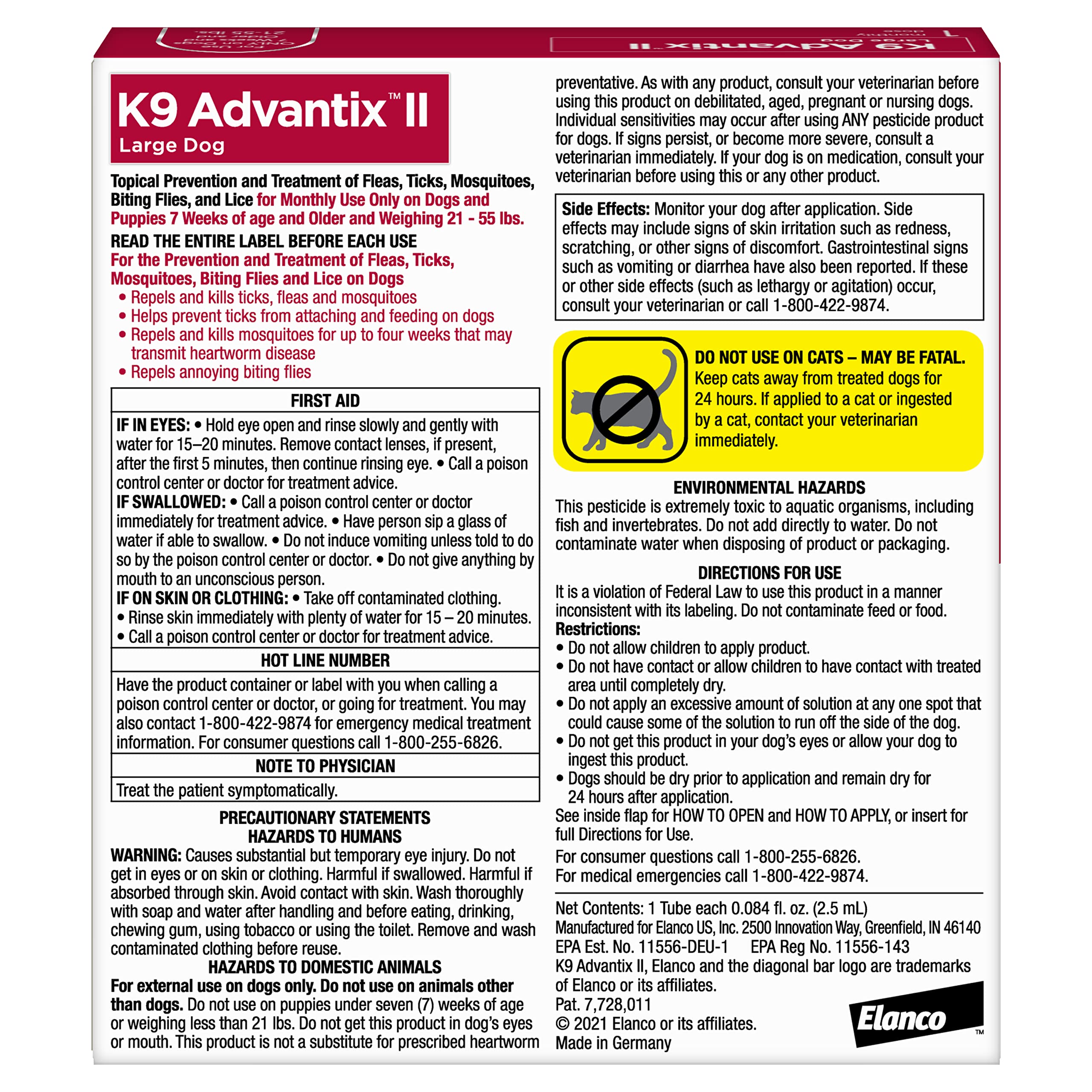 Pulgas, garrapatas y mosquitos visibles; K9 Advantix II ofrece protección y repulsión