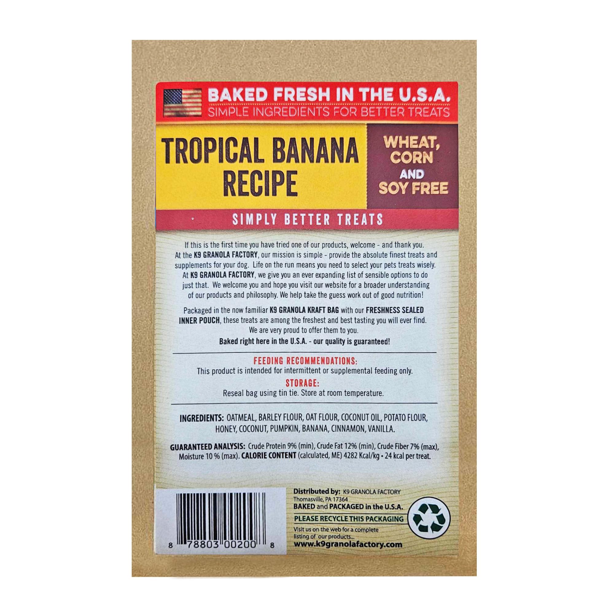 K9 Granola Factory: banana tropical, aporta potasio y sabor para premiar.