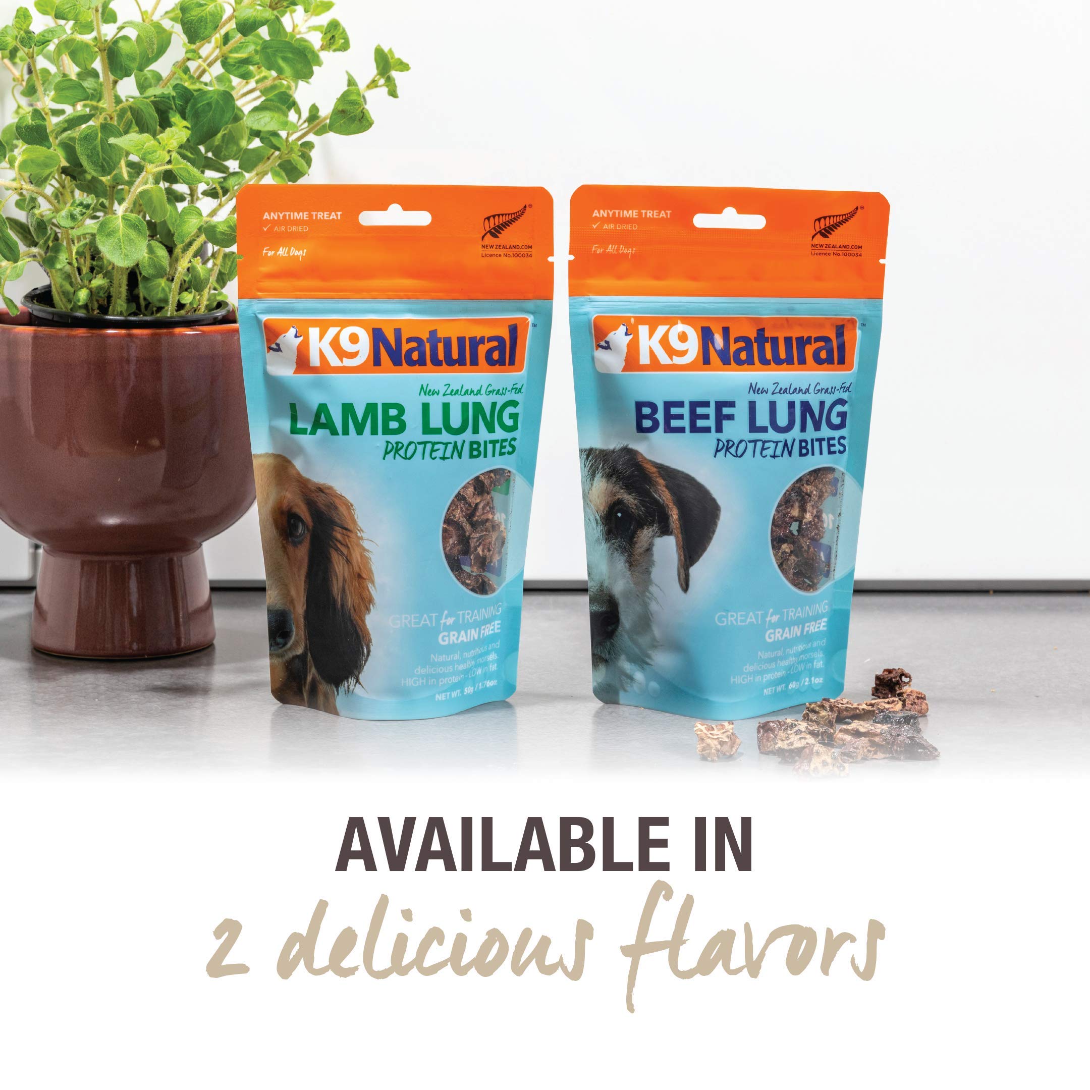 K9 Natural bocado sin granos, ideal para entrenamiento continuo.