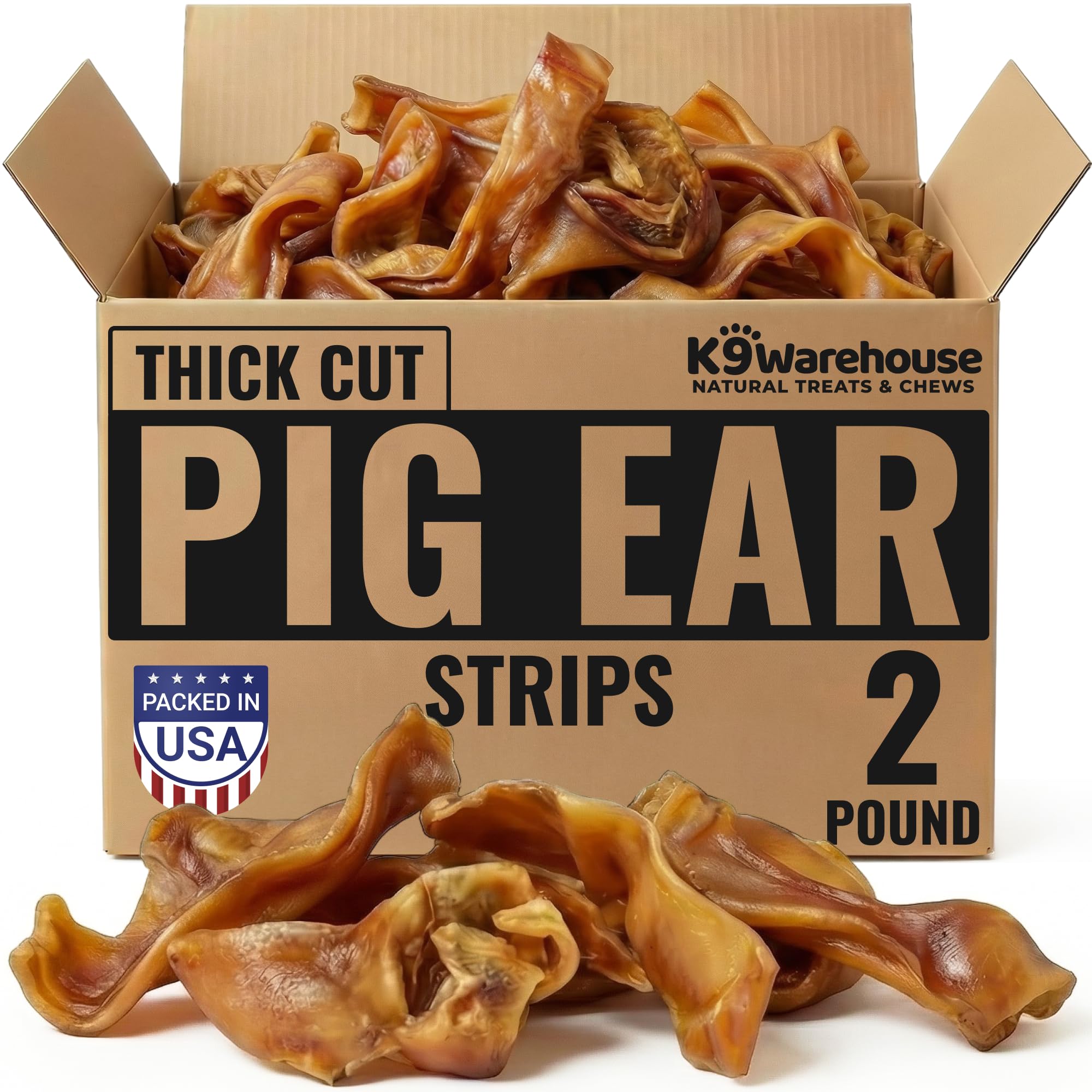 K9warehouse: tiras de oreja de puerco 2lb en bolsa con cierre, ideal para masticación diaria