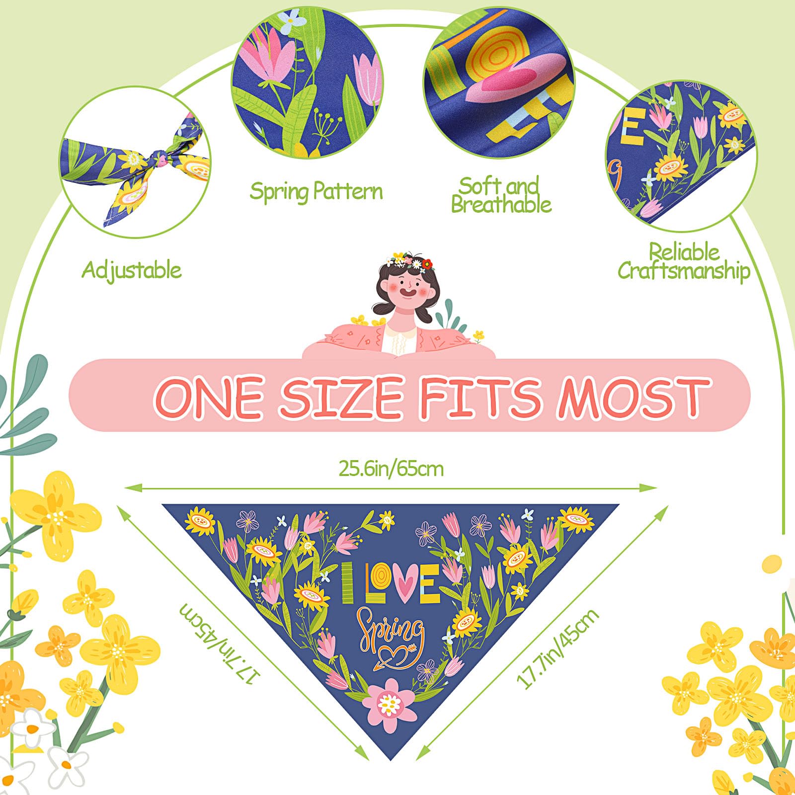 Kacctyen bandana para perro con diseño floral, color y estilo