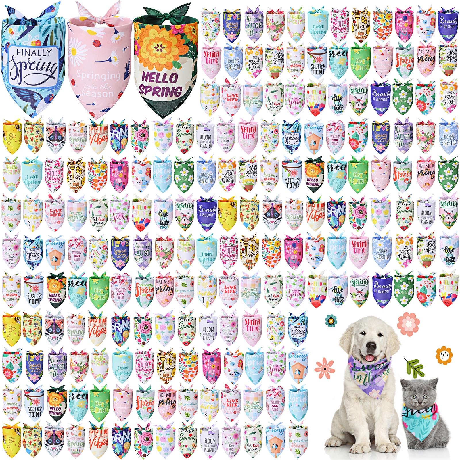 Kacctyen bandana para perro con patrones florales primaverales, ideal para fotos