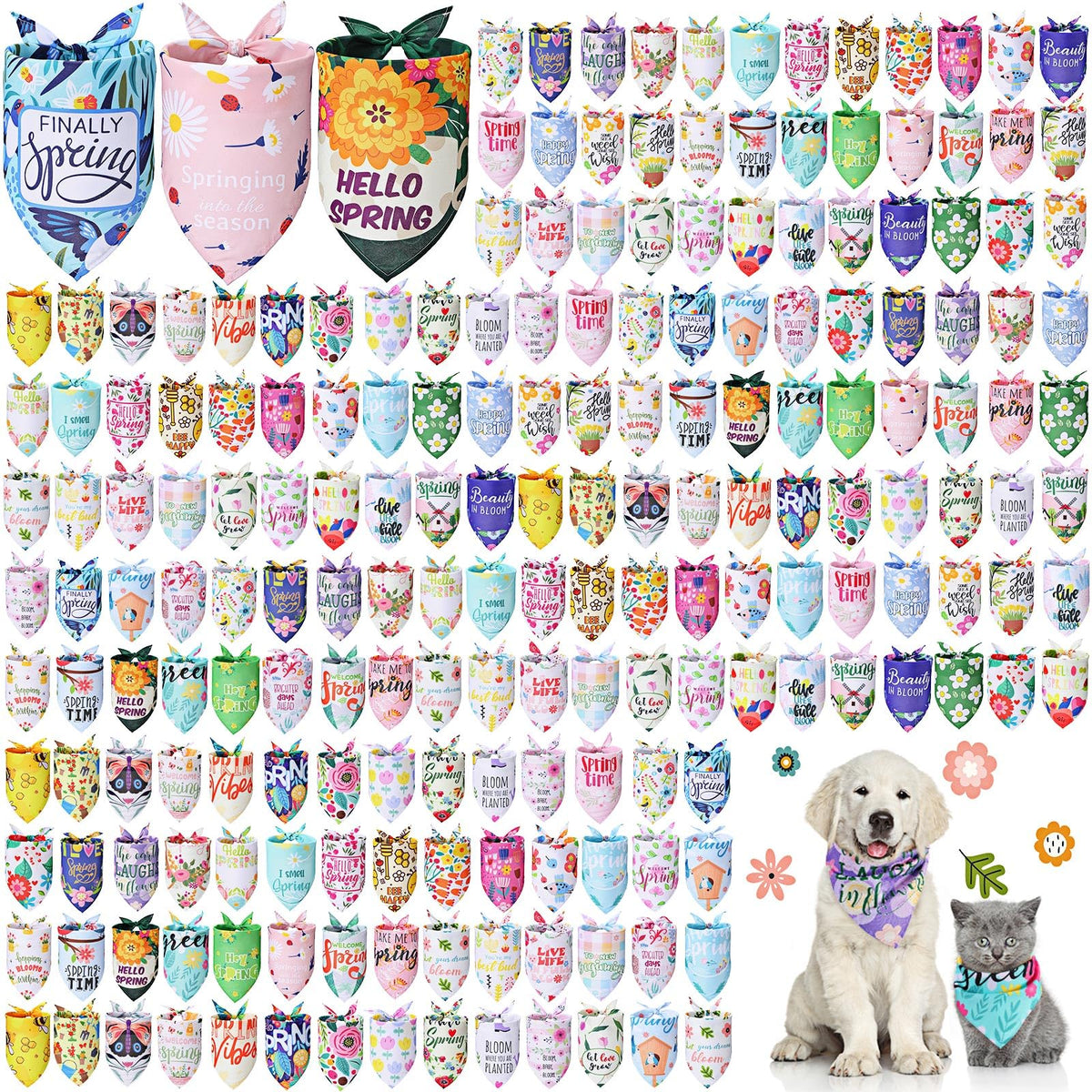 Kacctyen bandana para perro con patrones florales primaverales, ideal para fotos