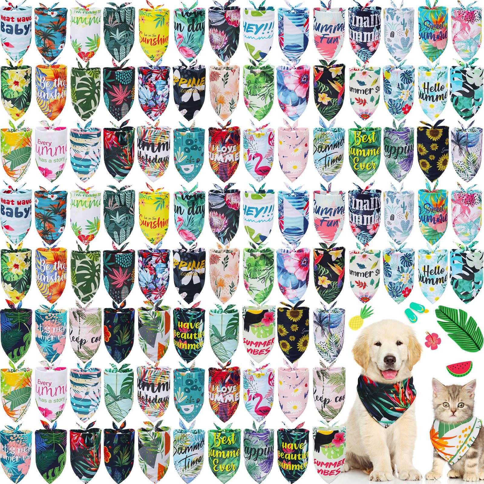 Kacctyen bandanas paquete 100 verano: variedad para diferentes looks caninos.
