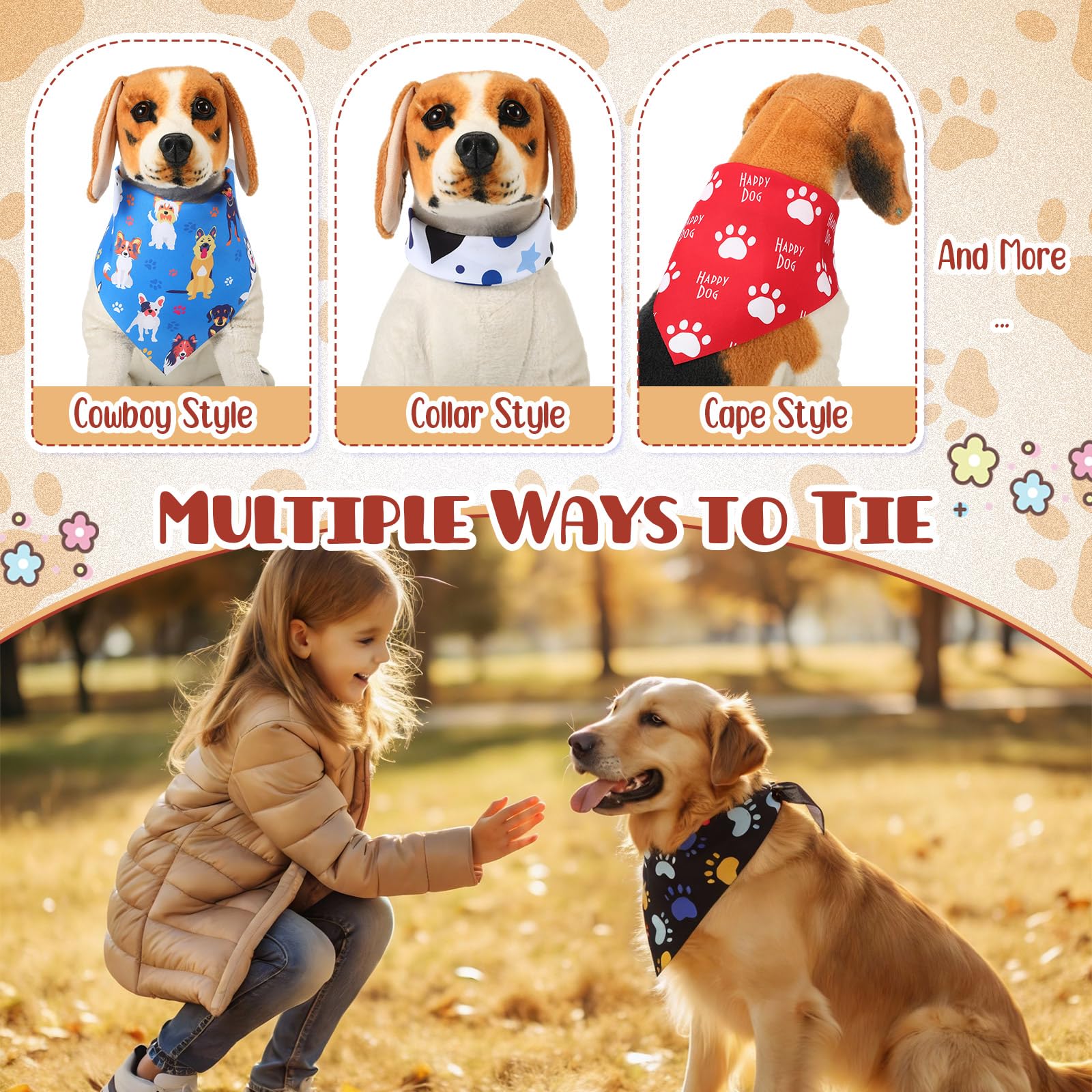 Kacctyen bandanas para perros, talla ajustable para todas las razas.