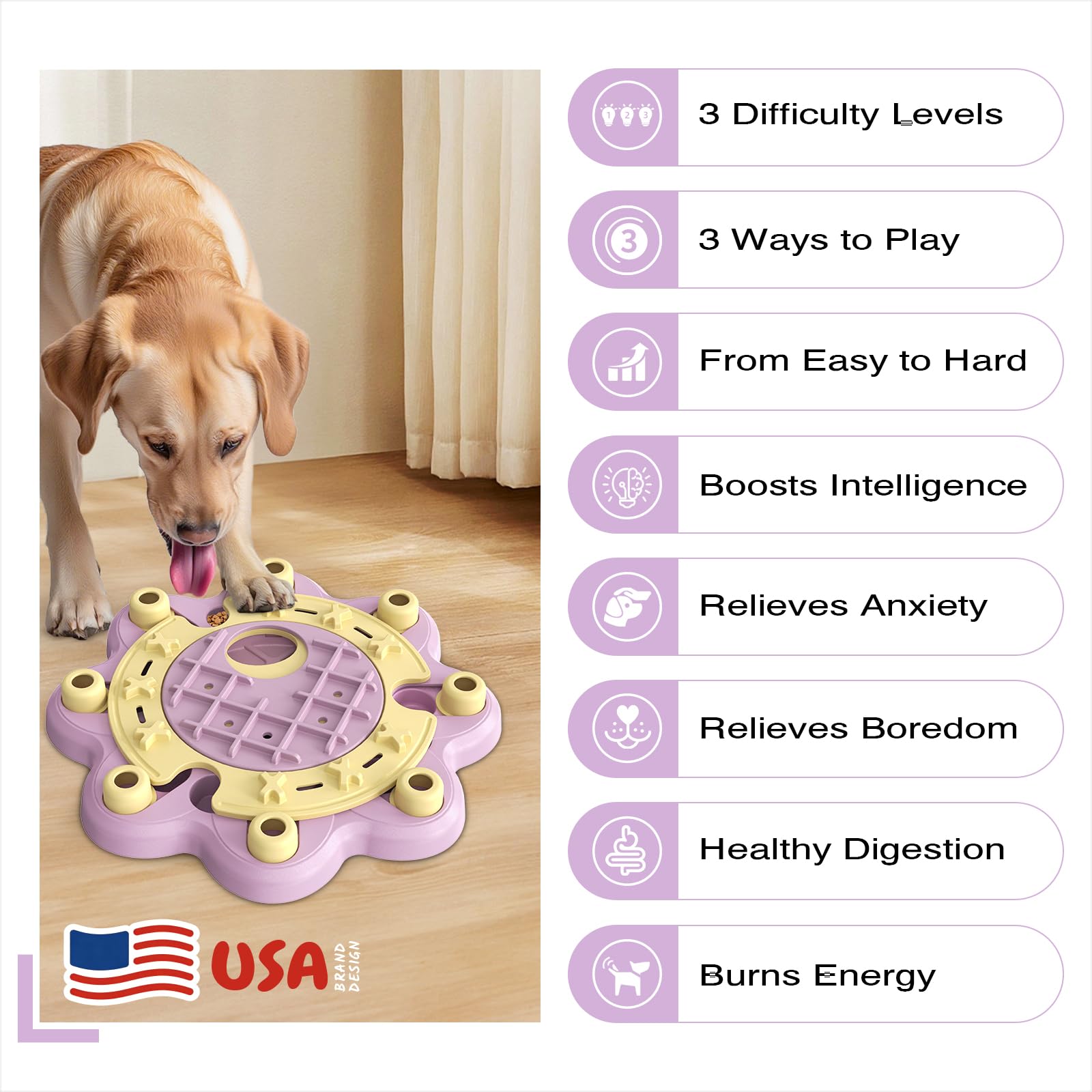 Juguete KADTC para perros, nivel 2, desafío progresivo para mentes curiosas.