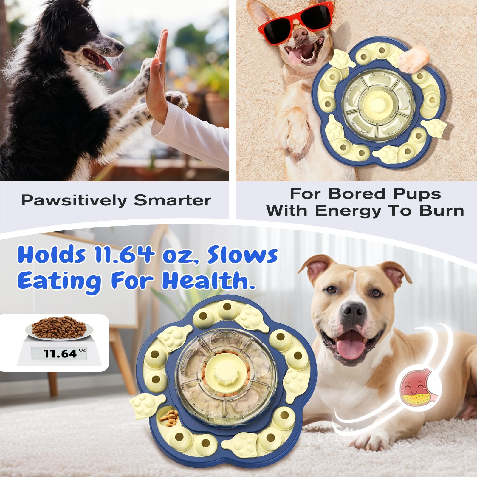 KADTC Tazón de alimentación lento para perros, convierte la comida en juego.