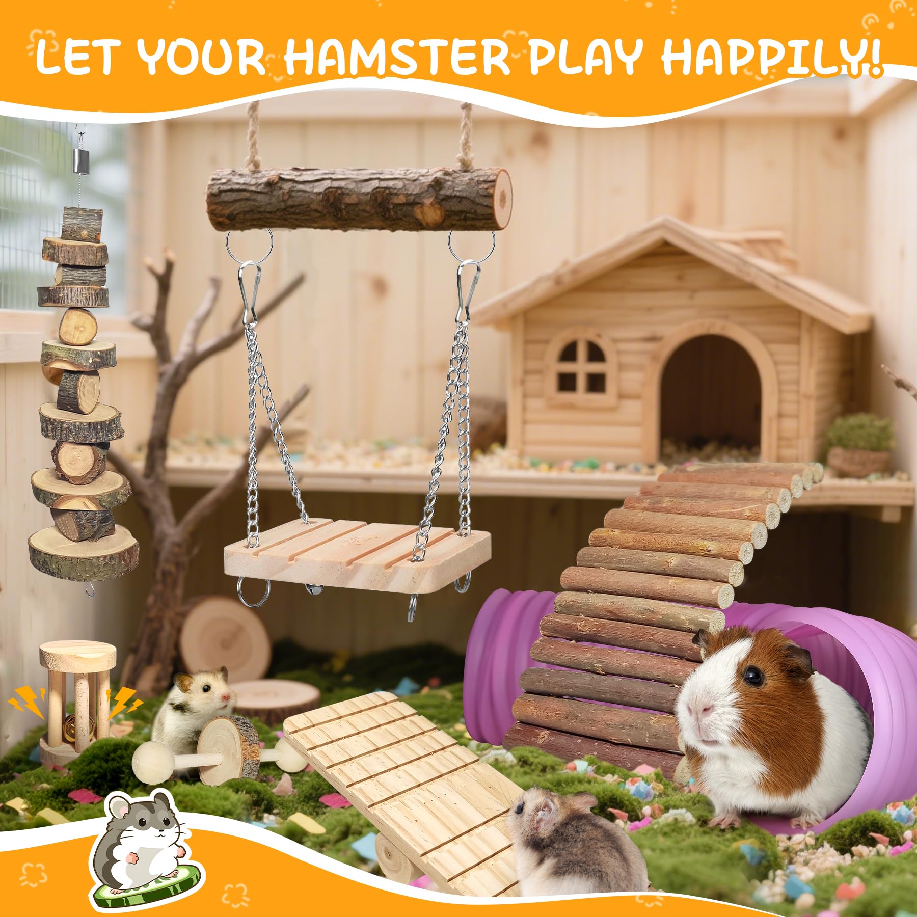 Kagoty puente madera hamsters, plegable para crear puentes y zonas de descanso.