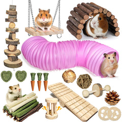 Juguete Kagoty tunel rosado extendible para hámster, ideal para explorar y jugar en jaula.