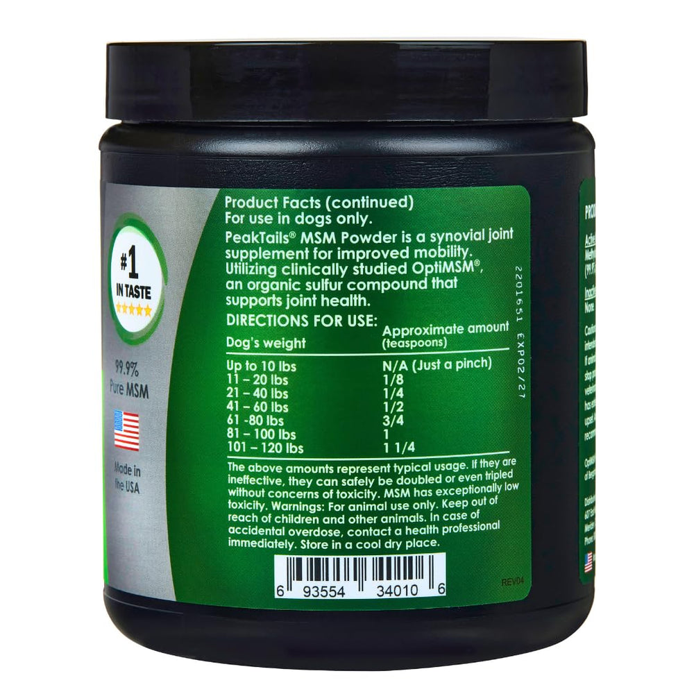 KALA HEALTH PeakTails MSM Powder, perro y pelaje brillante gracias a soporte de piel.