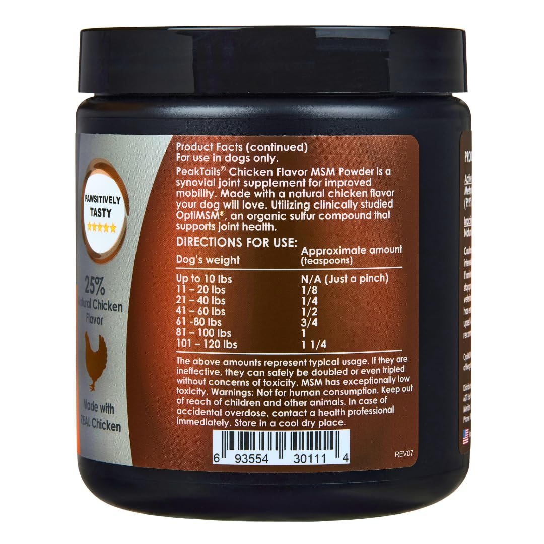 KALA HEALTH PeakTails MSM sabor pollo para perros, fácil de incorporar.