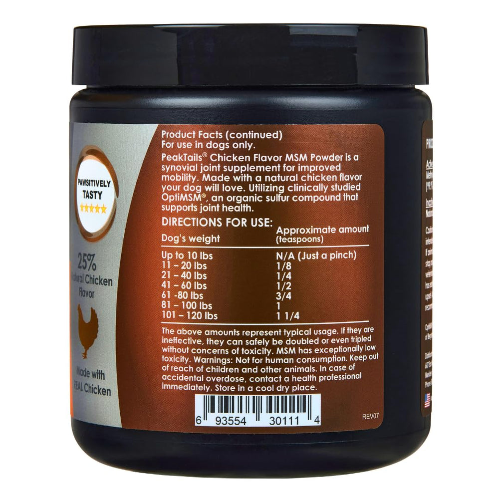 KALA HEALTH PeakTails MSM sabor pollo para perros, fácil de incorporar.