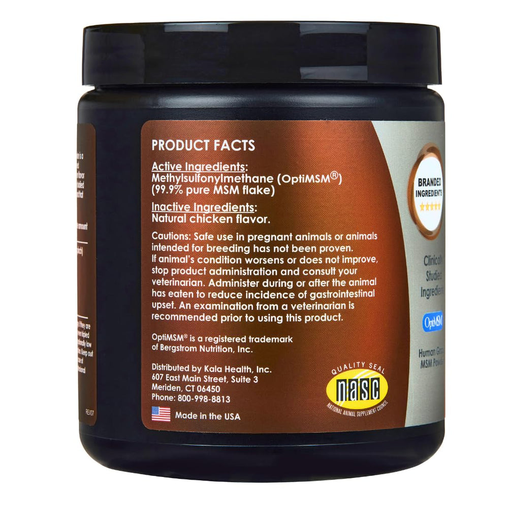 KALA HEALTH PeakTails MSM sin sabor en envase, opción neutra para mezclar.