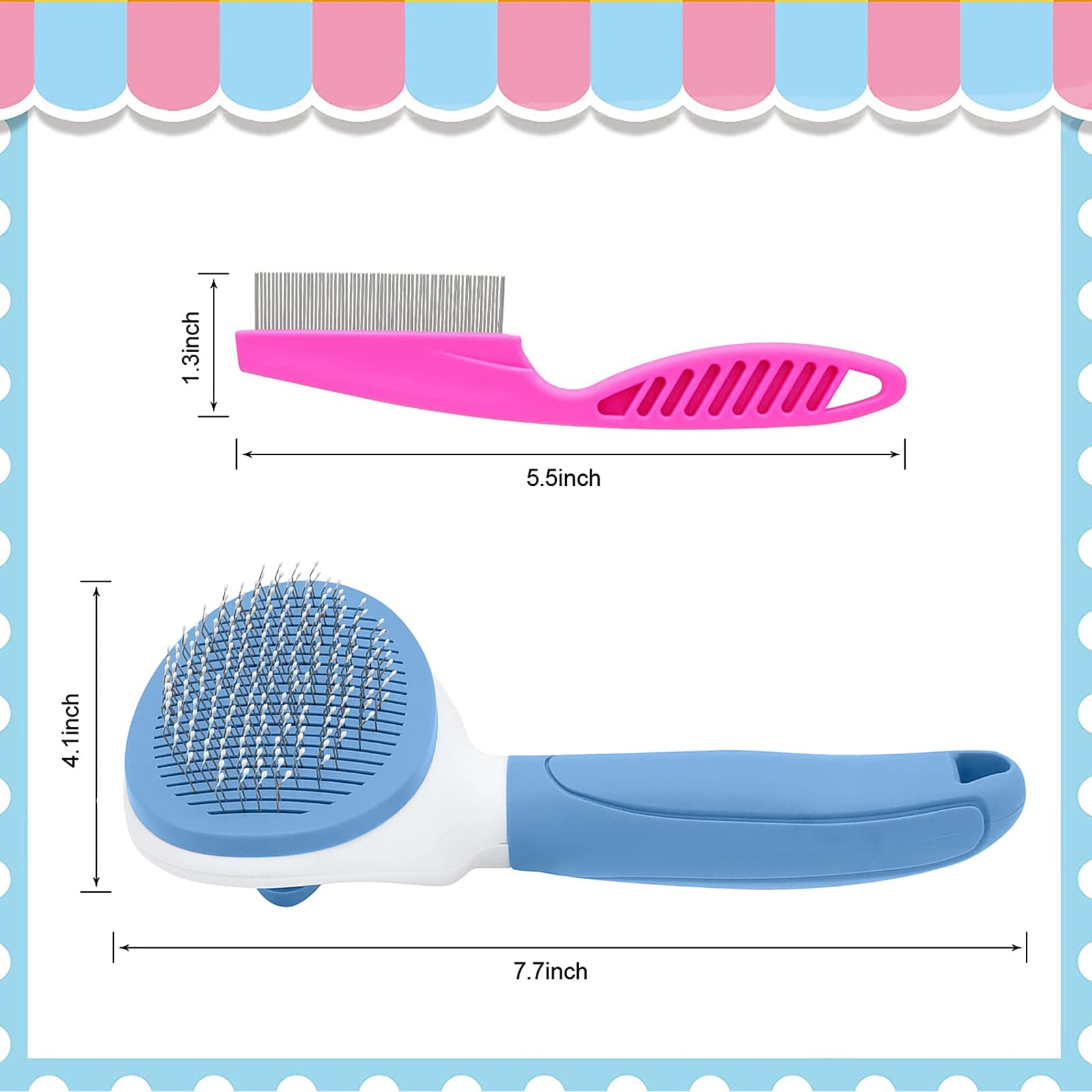 Peine de dientes cerrados Kalamanda para mascotas, acero inoxidable y pelo limpio.