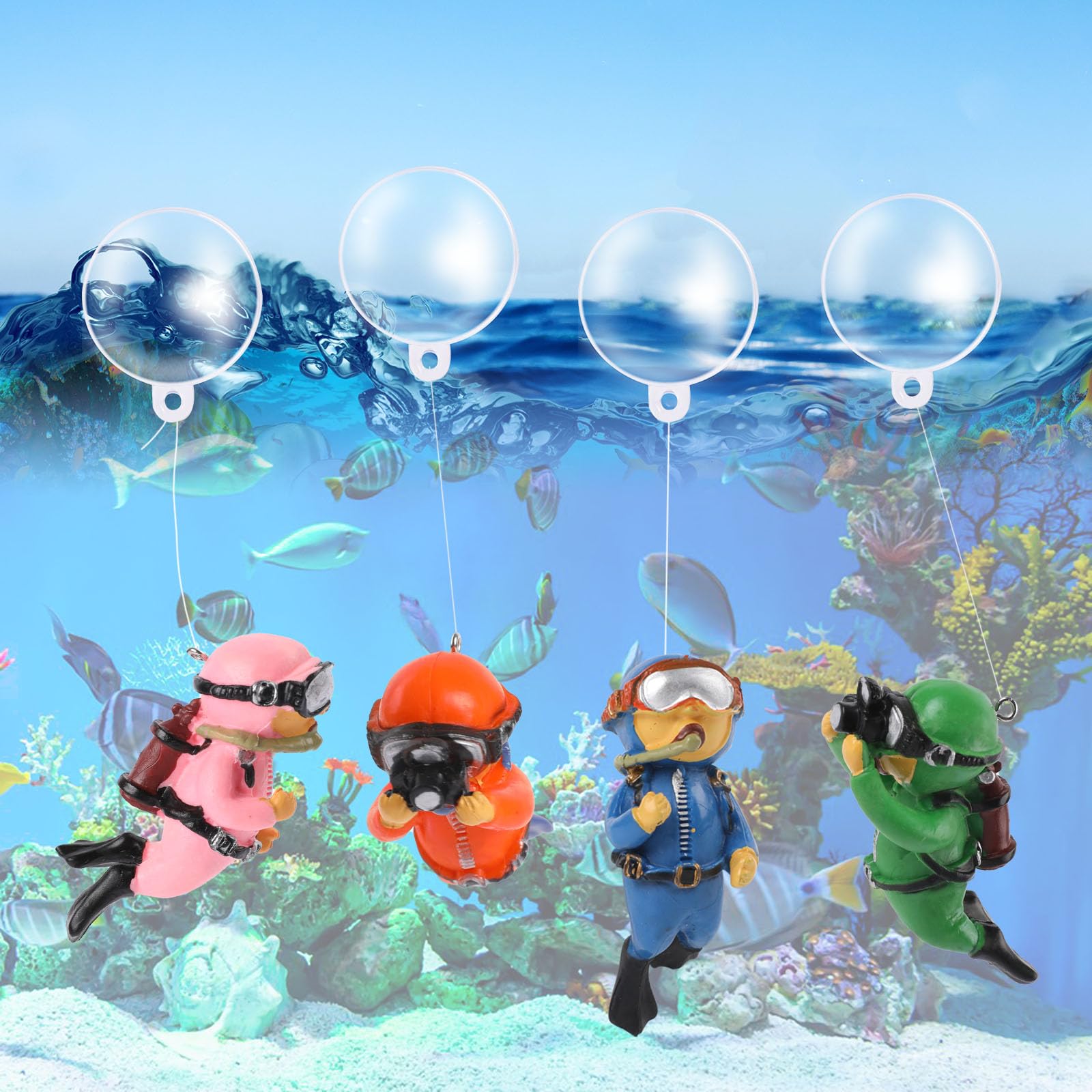 KALIONE buzo en miniatura verde, adorno flotante para acuario, crea escenas dinámicas